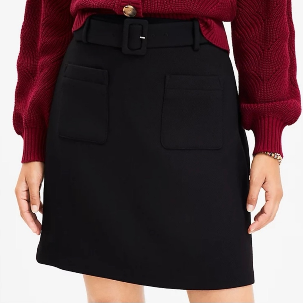 LOFT- Belted Cotton Linen Skirt